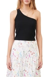 Maje Rib One-shoulder Tank In Black