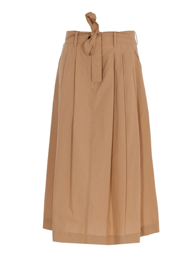 Jucca Pleated Cotton Skirt In Beige