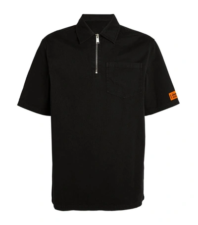 Heron Preston Heron Spray Half Zip Shirt In Black White