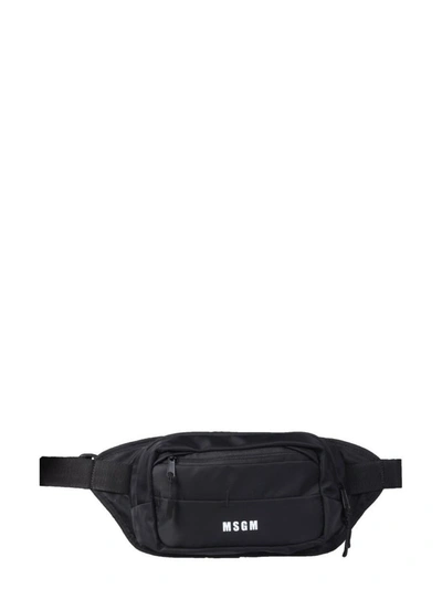Msgm Belt Bag With Micro Logo Print In Black