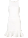 Halston Heritage Sleeveless High-neck Fitted Shimmer Cocktail Dress In Cream