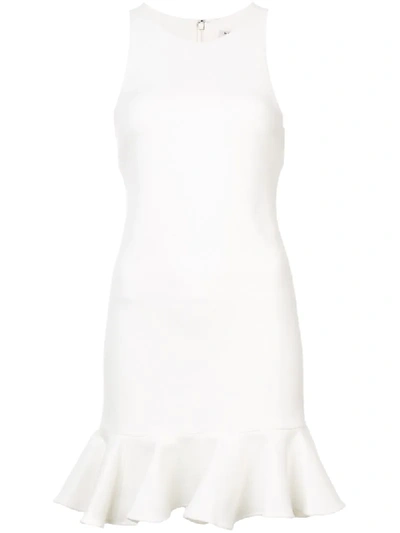 Halston Heritage Sleeveless High-neck Fitted Shimmer Cocktail Dress In Cream