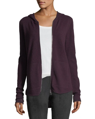 Atm Anthony Thomas Melillo Cashmere-blend Zip Front Hooded Jacket In Merlot
