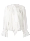 Chloé Long Sleeved Blouse With Neck Tie In Neutrals