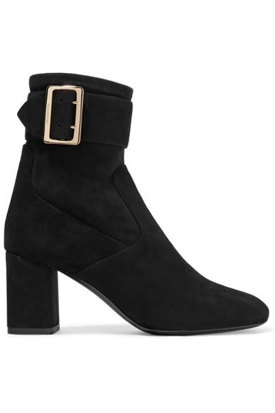 Burberry Britannia Suede Ankle Boots In Black