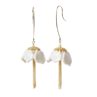 Poporcelain Porcelain Snowdrop Flower Tassel Earrings