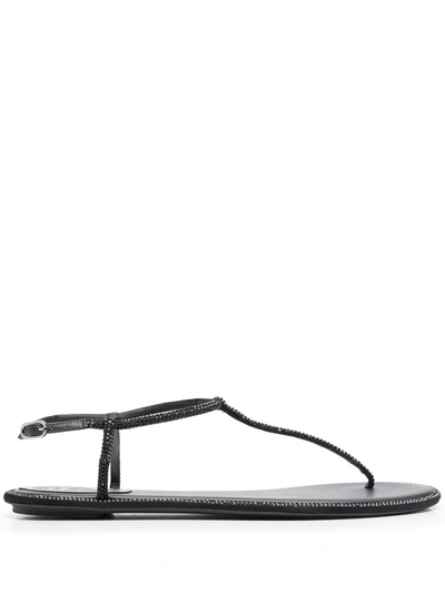 René Caovilla Embellished Open-toe Sandals In Schwarz