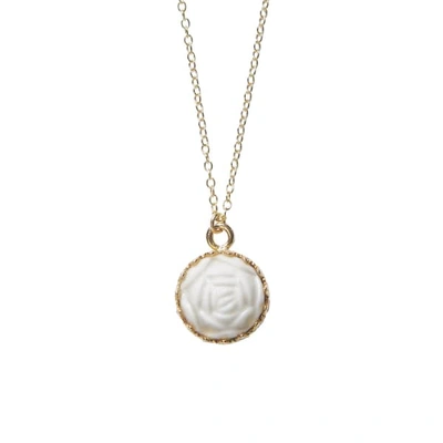 Poporcelain Mini Porcelain Rose Charm Gold Filled Necklace
