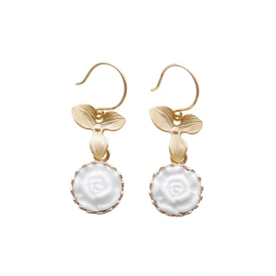 Poporcelain Mini Porcelain Moonlight Rose Drop Earrings