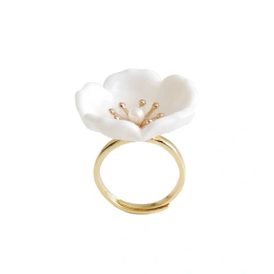 Poporcelain Snow White Porcelain Plum Blossom Ring