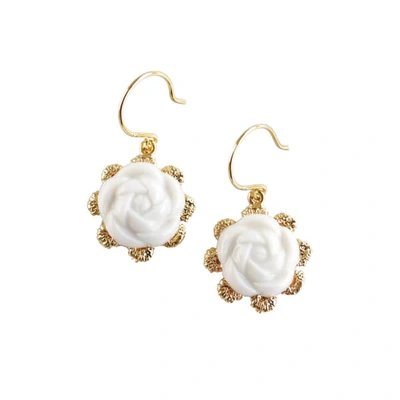 Poporcelain Everyday Porcelain Camellia Flower Charm Earrings