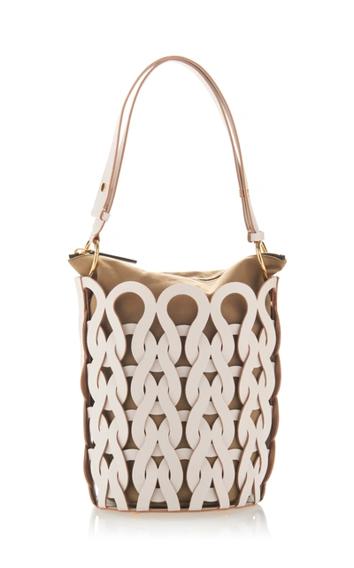 Marni Woven Leather Shoulder Bag In White