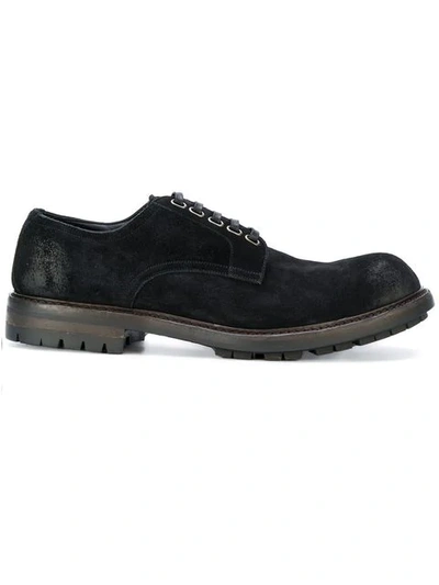 Dolce & Gabbana Stone Washed Suede Derby Lace-up Shoes In Black
