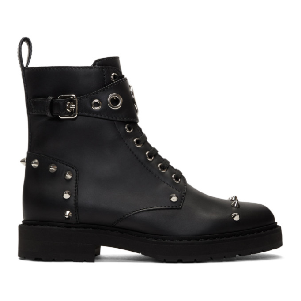 Fendi 30mm Studded Leather Combat Boots In Black | ModeSens