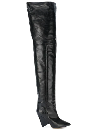 Isabel Marant Lostynn Leather Over-the-knee Boots In Black