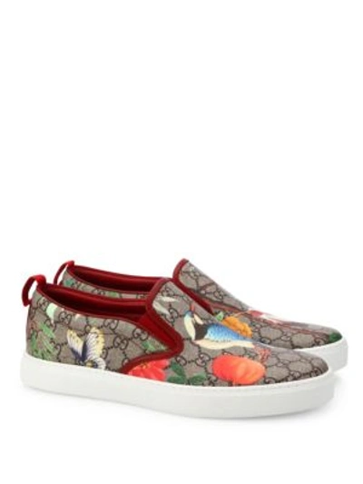 Gucci Gg Supreme Tian Print Slip-on Sneakers In Beige