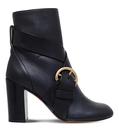 Chloé Nils Buckled Leather Ankle Boots In Black