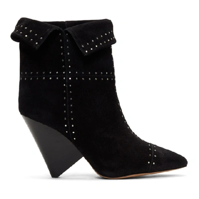 Isabel Marant 90mm Lizynn Studded Suede Ankle Boots In Black