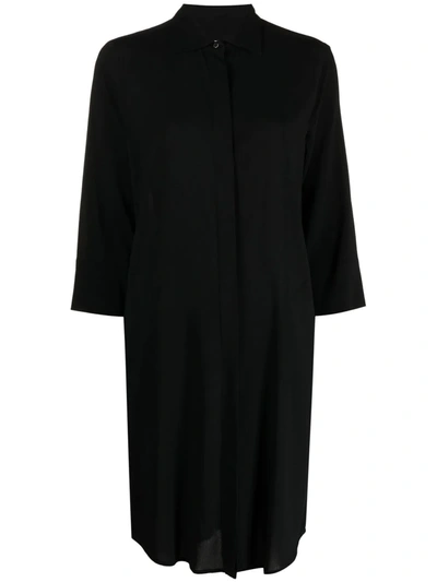 Alberto Biani Cropped Sleeve Shirtdress In Black