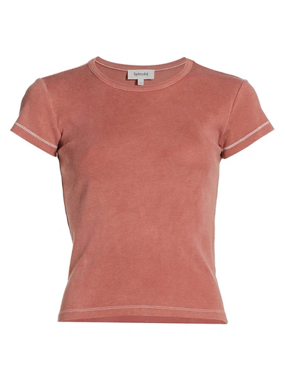 Splendid Short Sleeve Layering Tee In Terracotta