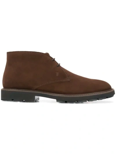 Tod's Suede Leather Lace-up Shoes In Brown
