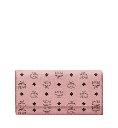 Mcm Three Fold Wallet In Visetos Original In Soft Pink