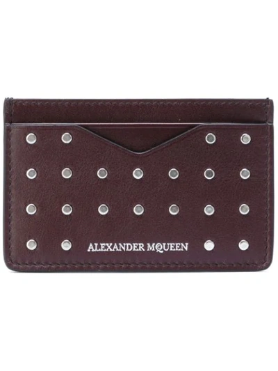 Alexander Mcqueen Burgundy Studded Card Holder