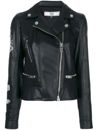 Versus Biker Jacket With Prints And Embroideries In Black-multi