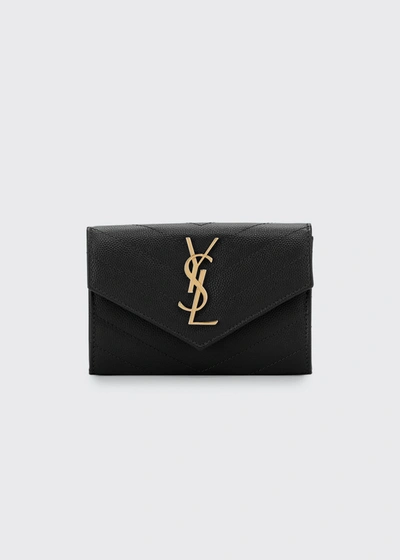 Saint Laurent Ysl Small Grain De Poudre Envelope Wallet In Black