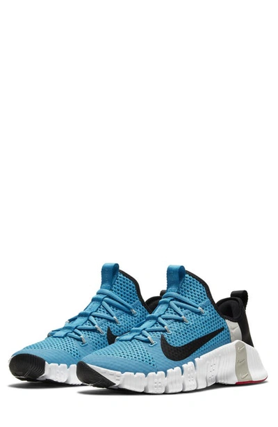 Nike Men's Free Metcon 3 Training Sneakers From Finish Line In Light Blue Fury/ Black/ White
