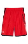 Under Armour Kids' Ua Stunt 3.0 Performance Athletic Shorts (big Boy) In Red/black