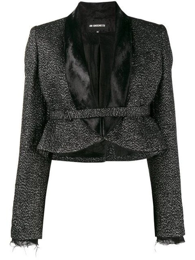Ann Demeulemeester Glitter Embellished Cropped Jacket In Black