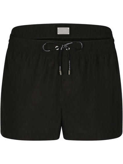 Dolce & Gabbana Dg Tonal Swim Shorts In Black