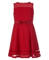 Calvin Klein Kids' Big Girls Plus Size Illusion Mesh Bow Front Dress In Red