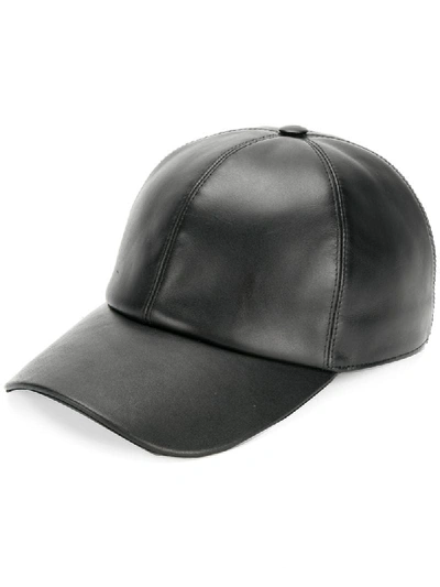 Buscemi Leather Baseball Cap In Black