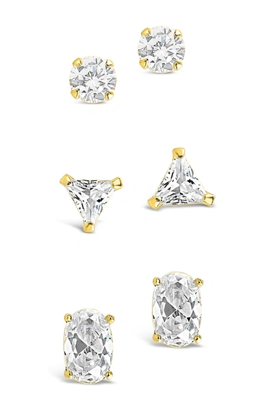 Sterling Forever 14k Gold Plated Sterling Silver Cz Stud Earrings Set