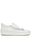 Sergio Rossi 20mm Leather Slip On Sneakers In White/silver