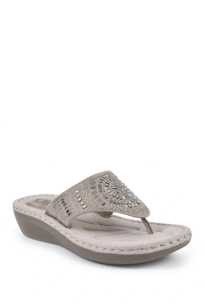 Cliffs By White Mountain Cienna Thong Comfort Sandal In Stone Fabric