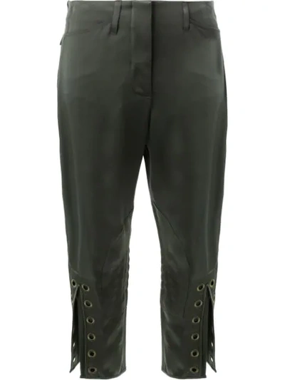 Fendi Eyelet Cropped Trousers In Green