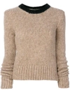 Marni Contrast Collar Sweater In Neutrals
