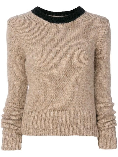 Marni Contrast Collar Sweater In Neutrals