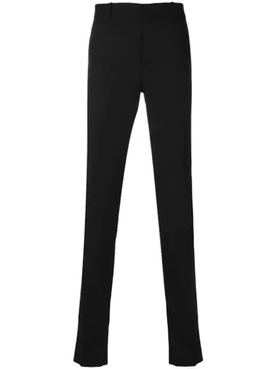 Alexander Mcqueen Slim-leg Mohair And Silk-striped Tuxedo Trousers In Black