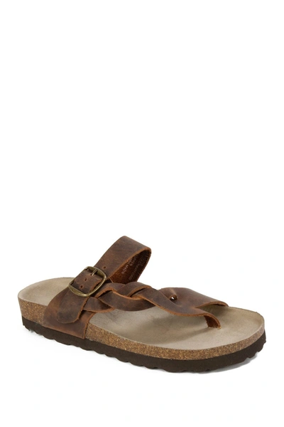 White Mountain Footwear Crawford Braided Footbed Sandal In Brown/leather