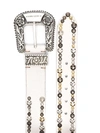 Golden Goose Stud-embellished Metallic Leather Belt In White