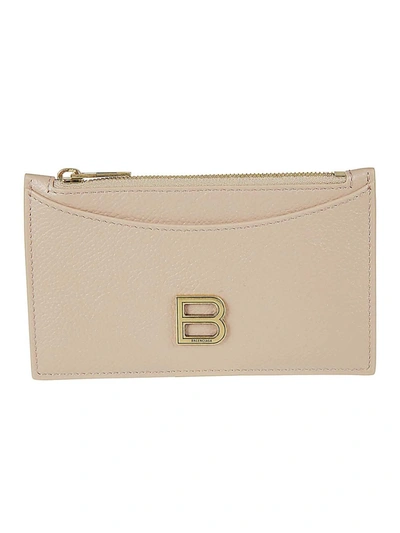 Balenciaga Hourglass Leather Credit Card Holder In Beige