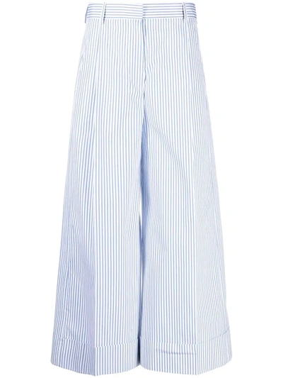 Alberto Biani Stripe-print Wide Leg Trousers In Blue