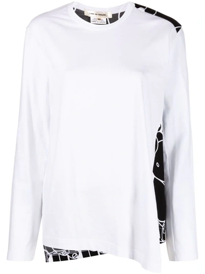 Comme Des Garçons Contrast-panel Long-sleeved T-shirt In White