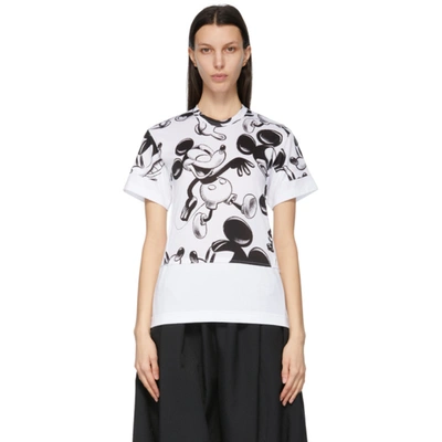 Comme Des Garçons White Disney Edition Mickey Mouse Layered T-shirt In White/black