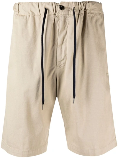 Pt01 Drawstring-fastened Cotton Linen-blend Shorts In Neutrals