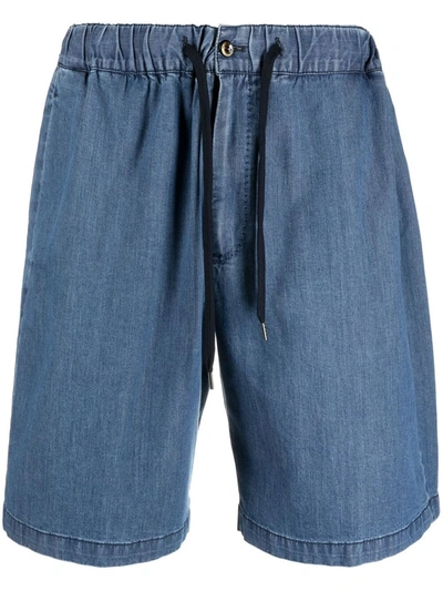 Pt01 Drawstring-waist Denim Shorts In Blue